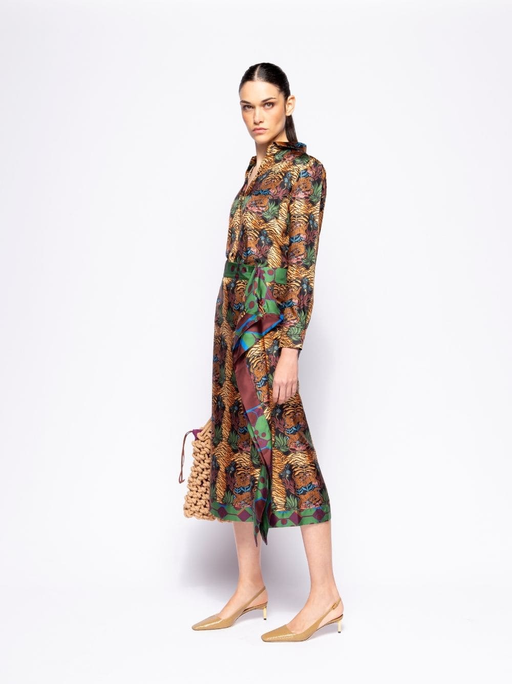 Wisteria Dreamframe Print Wrap Skirt in Double Printed Silk Twill