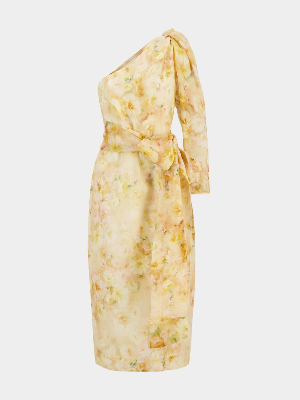 Yellow Floral Crush Asymmetrical Midi Dress