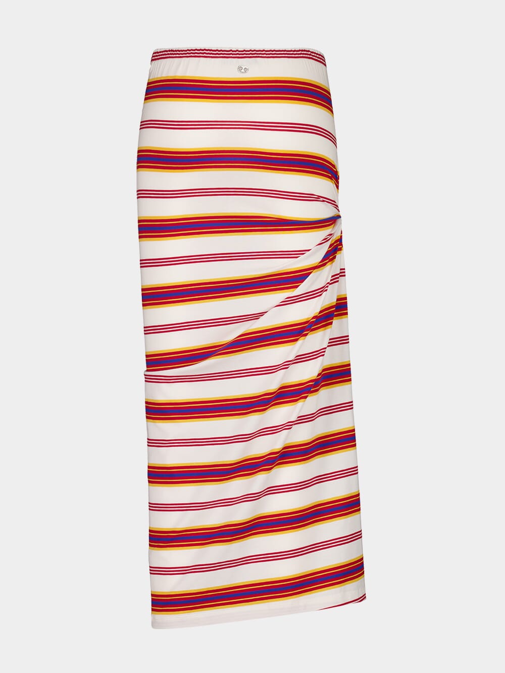 Striped Cream and Orange Cotton Maxi Skirt