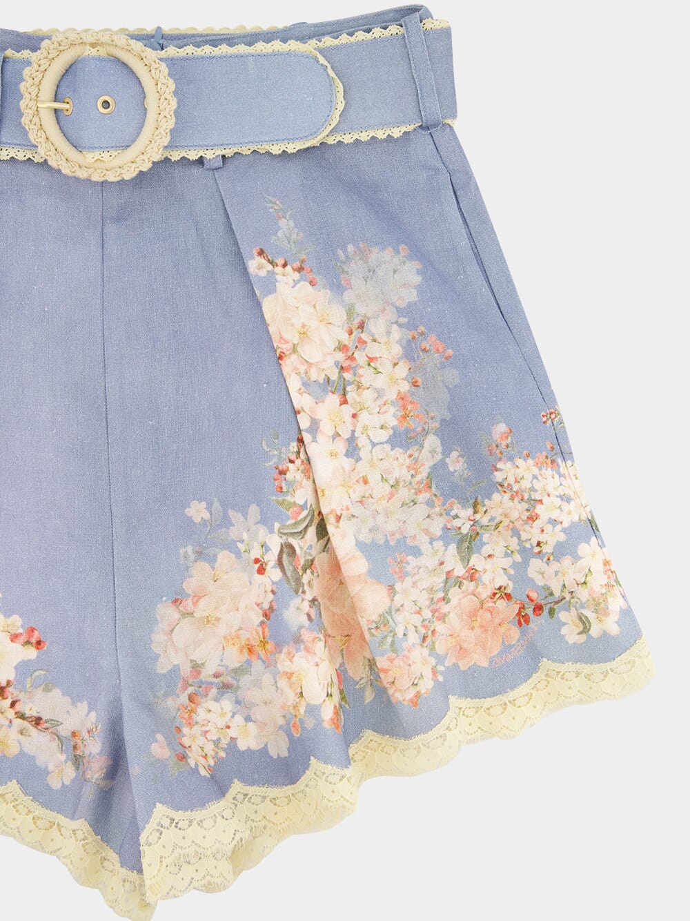 Teal Blue Botanical Flower Cascadian Tuck Short
