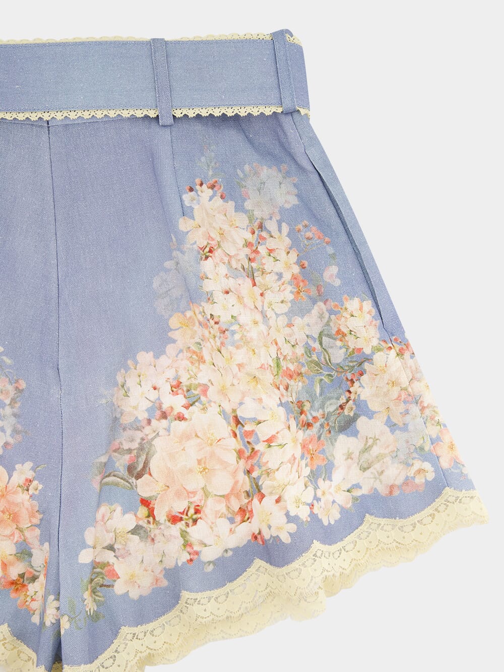 Teal Blue Botanical Flower Cascadian Tuck Short