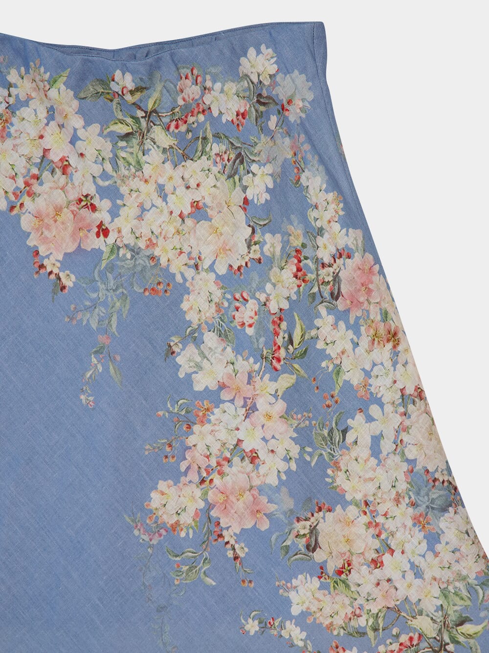 Teal Blue Botanical Floral Cascadian Bias Skirt