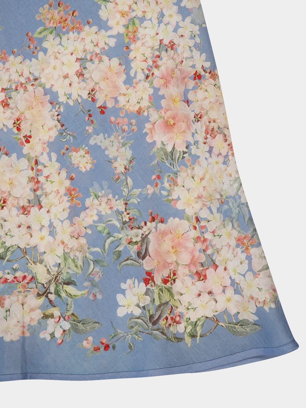 Teal Blue Botanical Floral Cascadian Bias Skirt