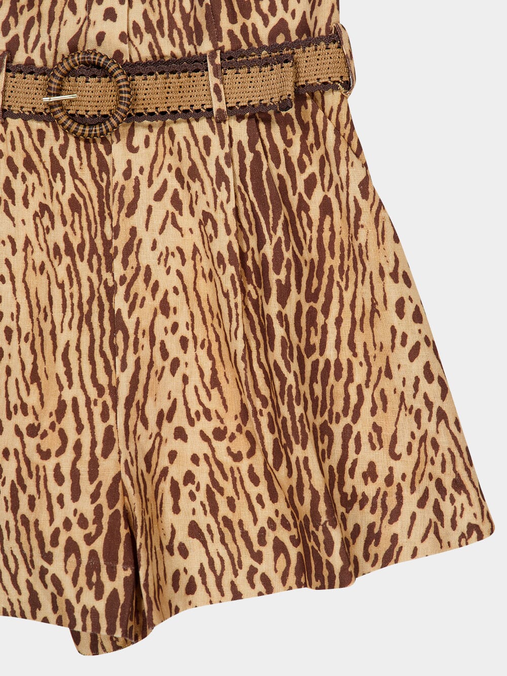Tan Leopard Linen Halter Playsuit
