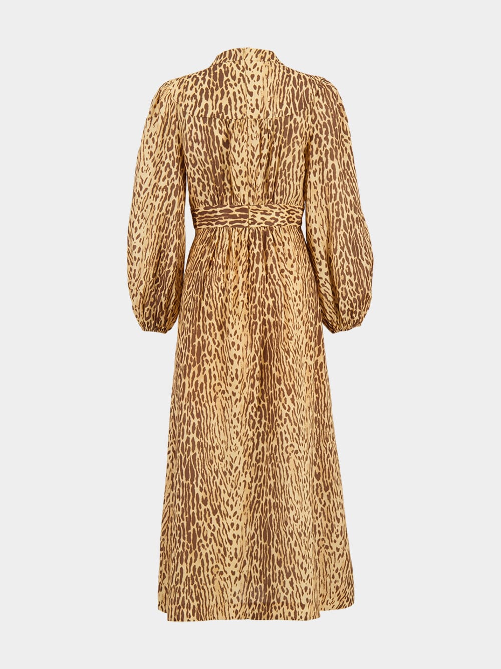 Tan Leopard Cascadian Plunge Midi Dress