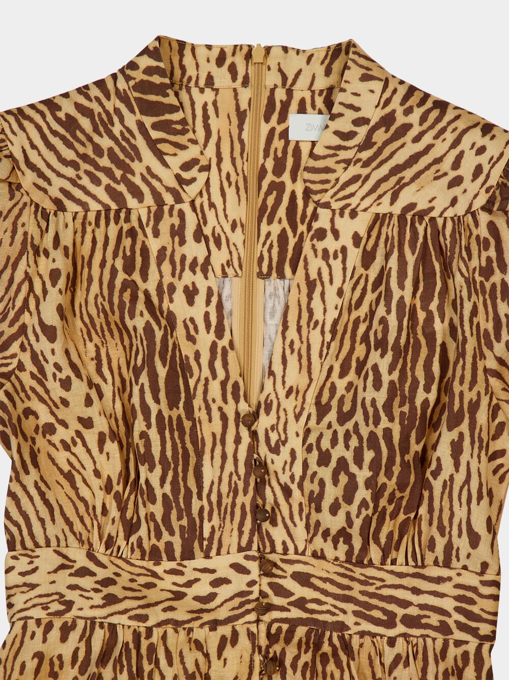 Tan Leopard Cascadian Plunge Midi Dress