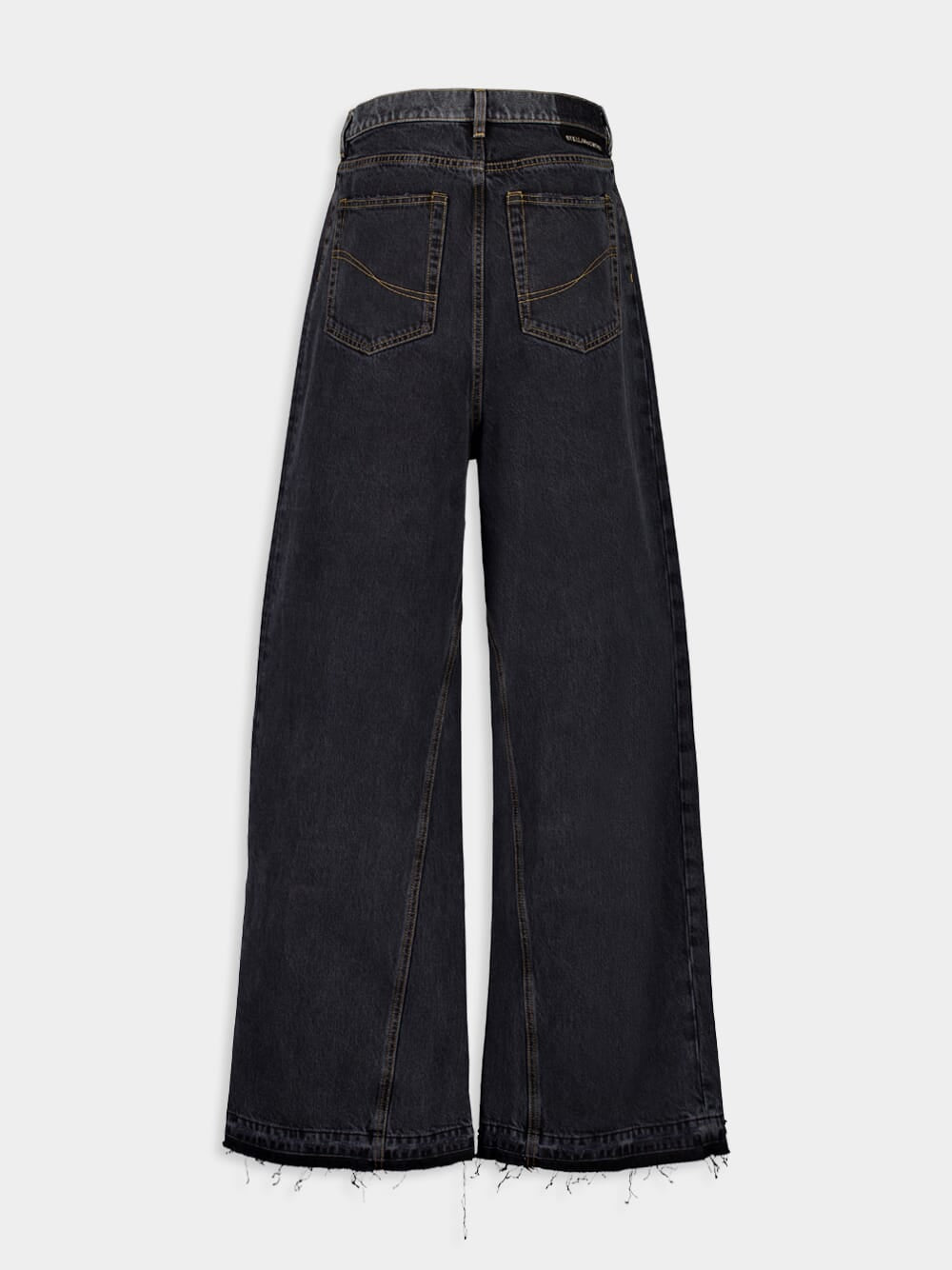 Two-Tone Black Wide-Leg Denim Jeans