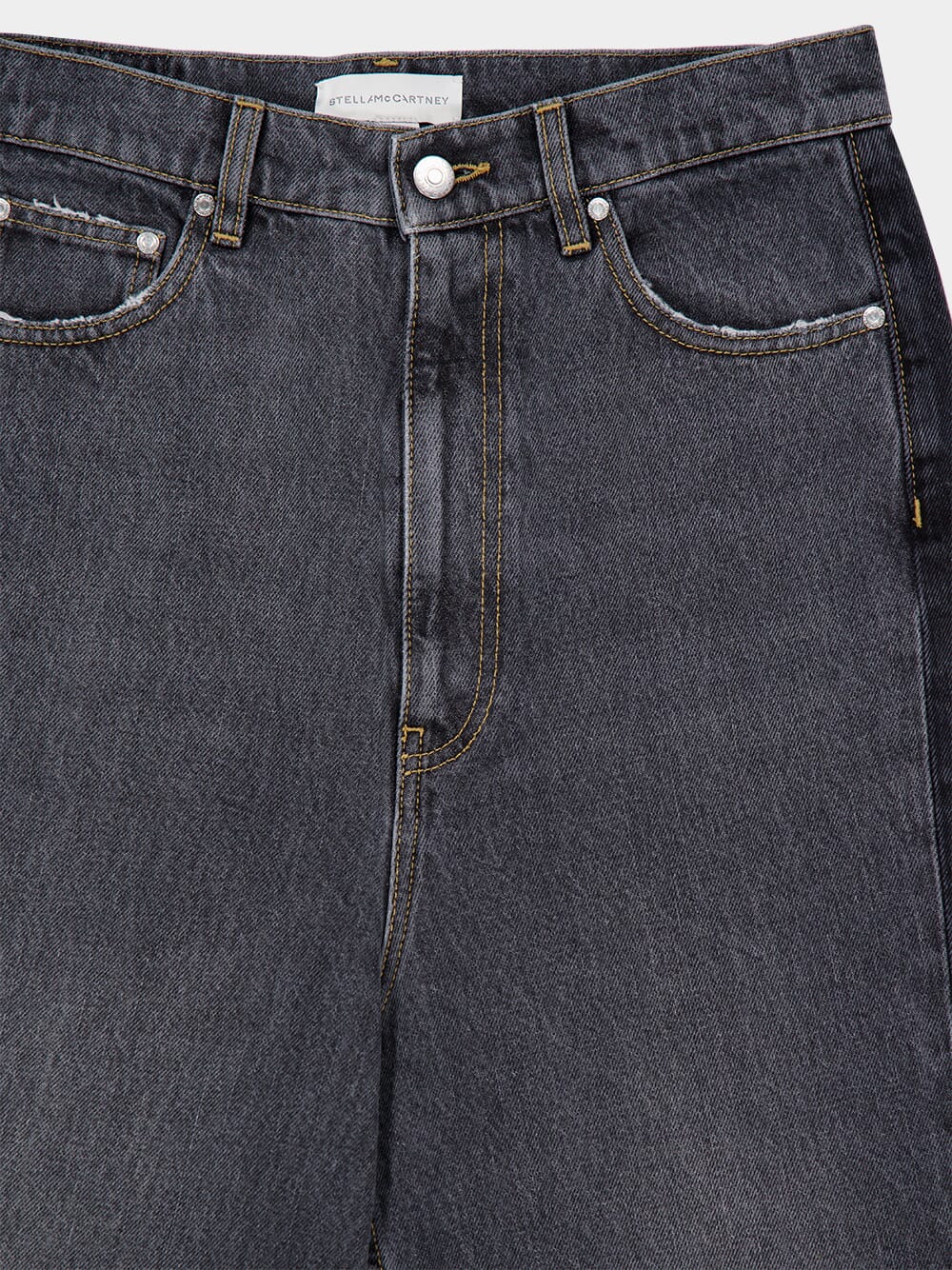 Two-Tone Black Wide-Leg Denim Jeans