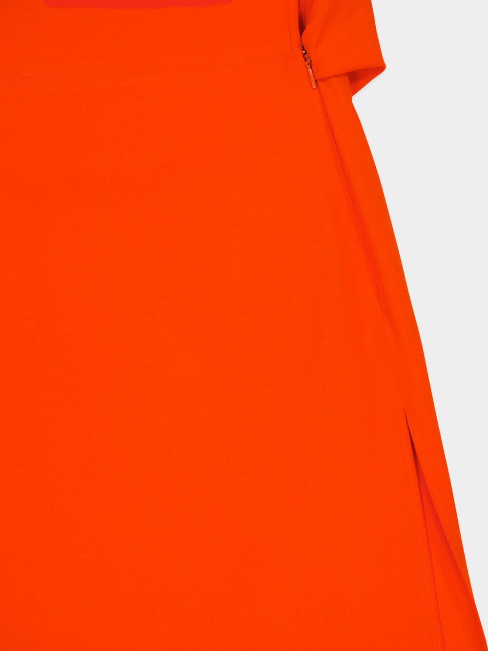 Vibrant Orange Sleeveless Midi Dress with Gold Detail