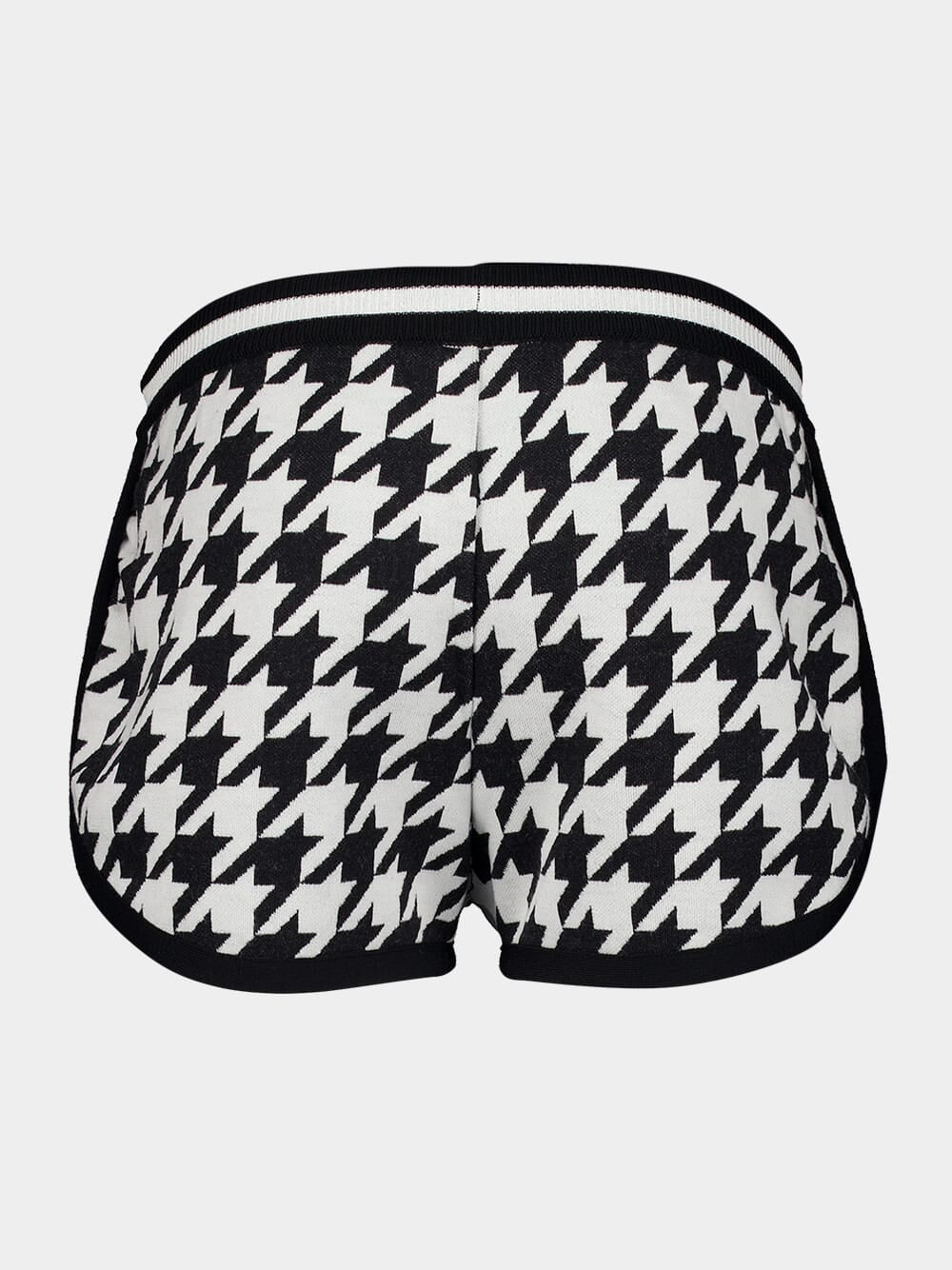 Houndstooth Jacquard Knit Shorts