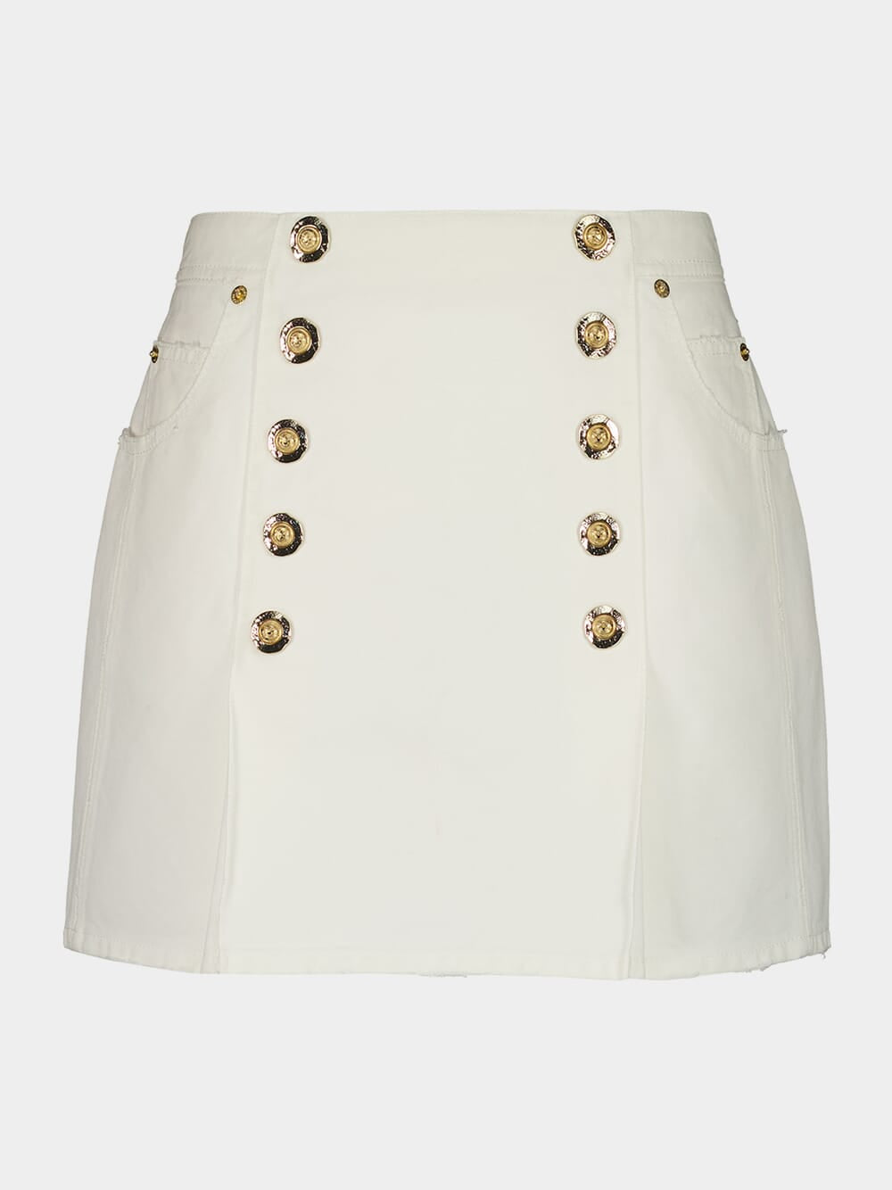 White Cotton Canvas Mini Skirt