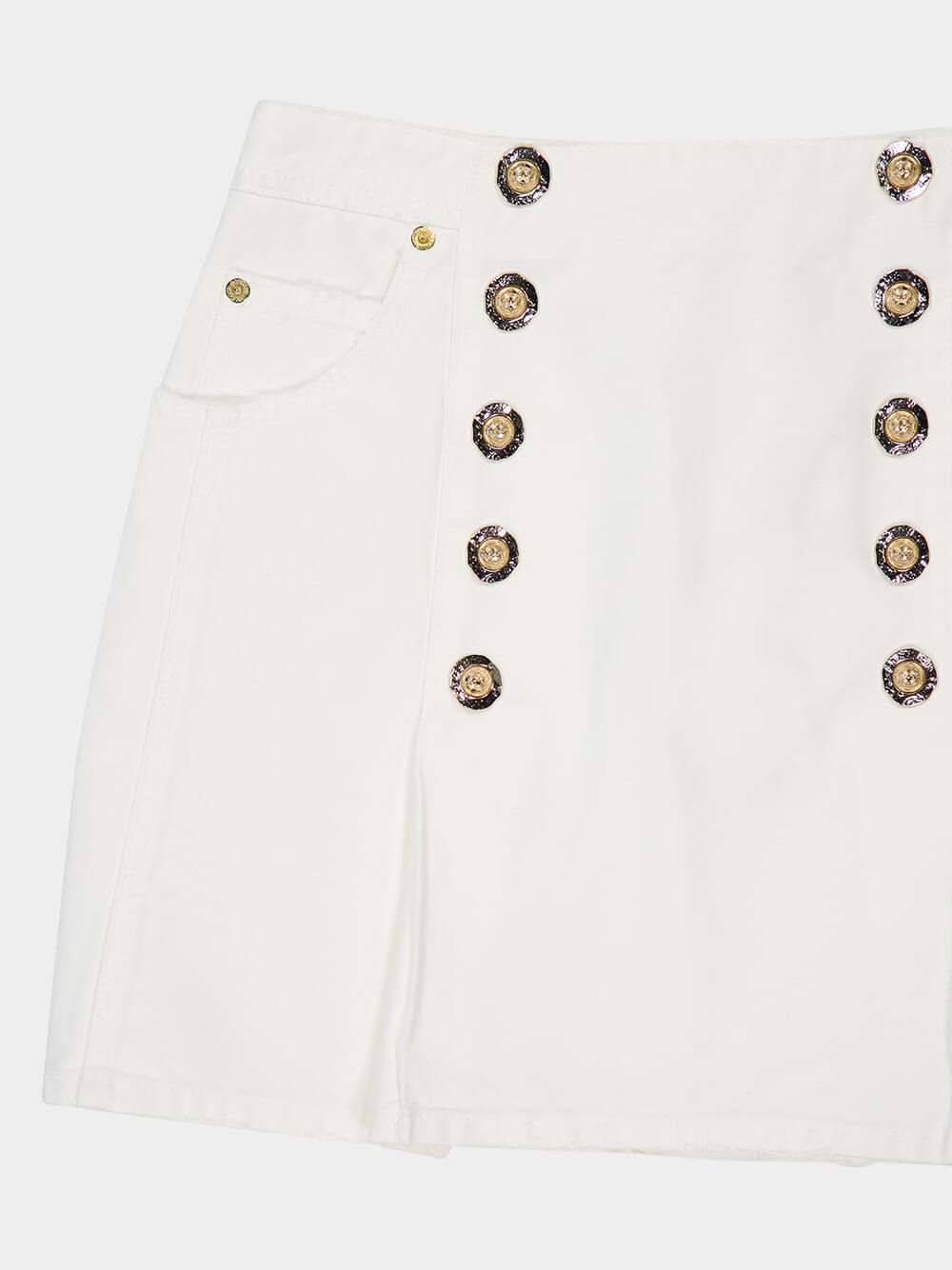 White Cotton Canvas Mini Skirt