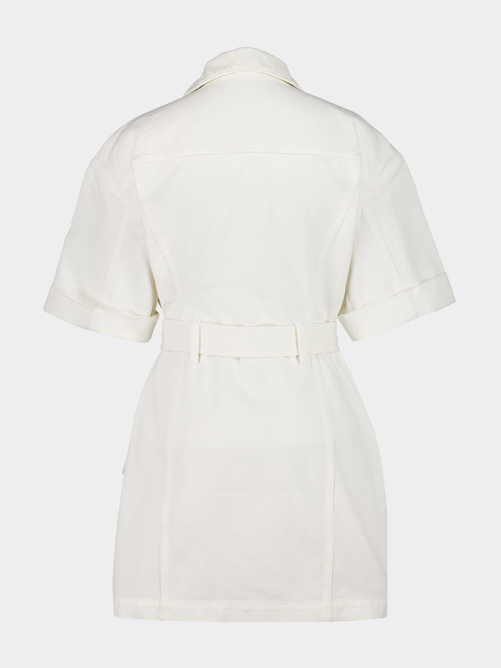 White Short Lace-Up Canvas Dress