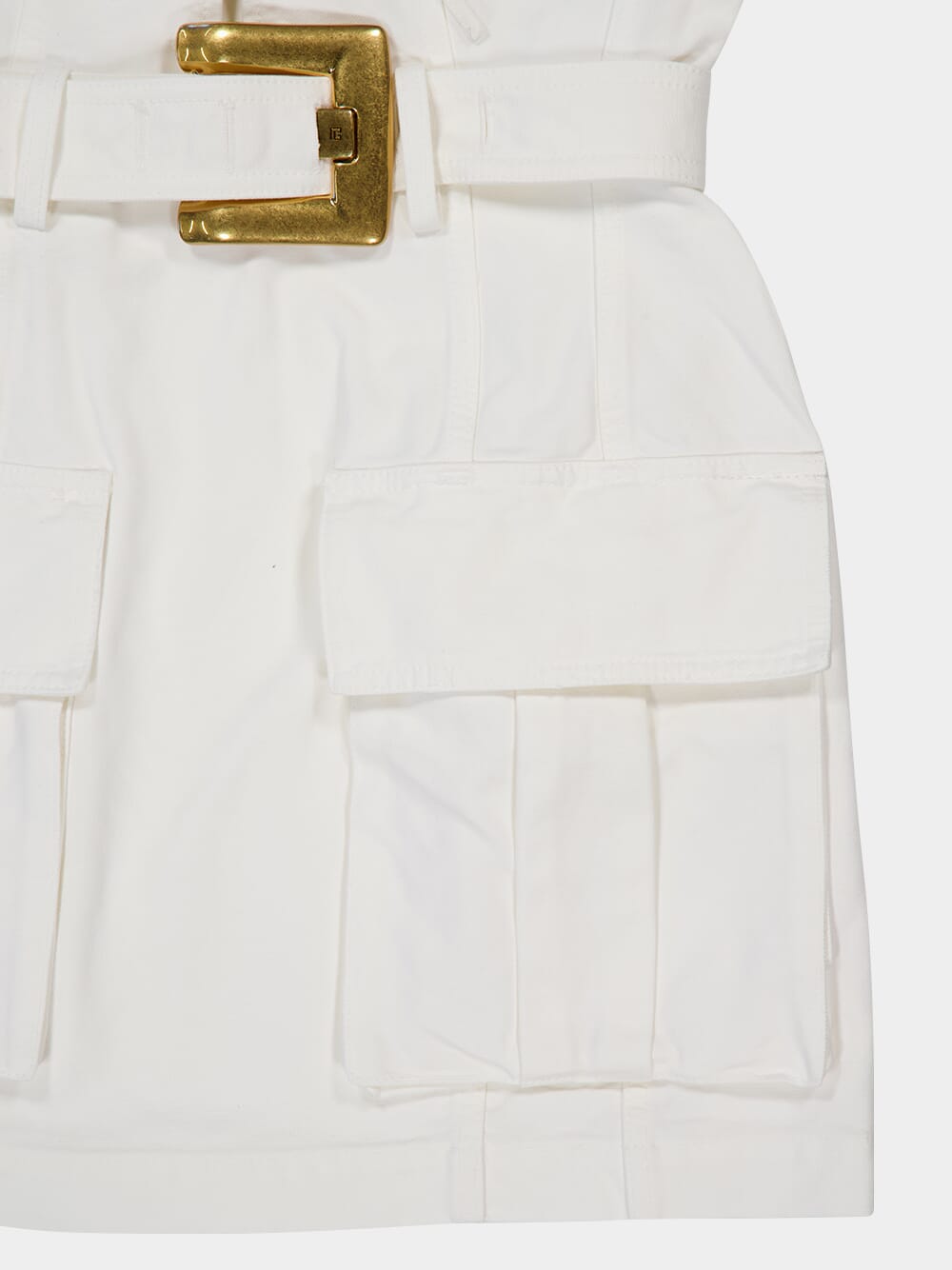 White Short Lace-Up Canvas Dress