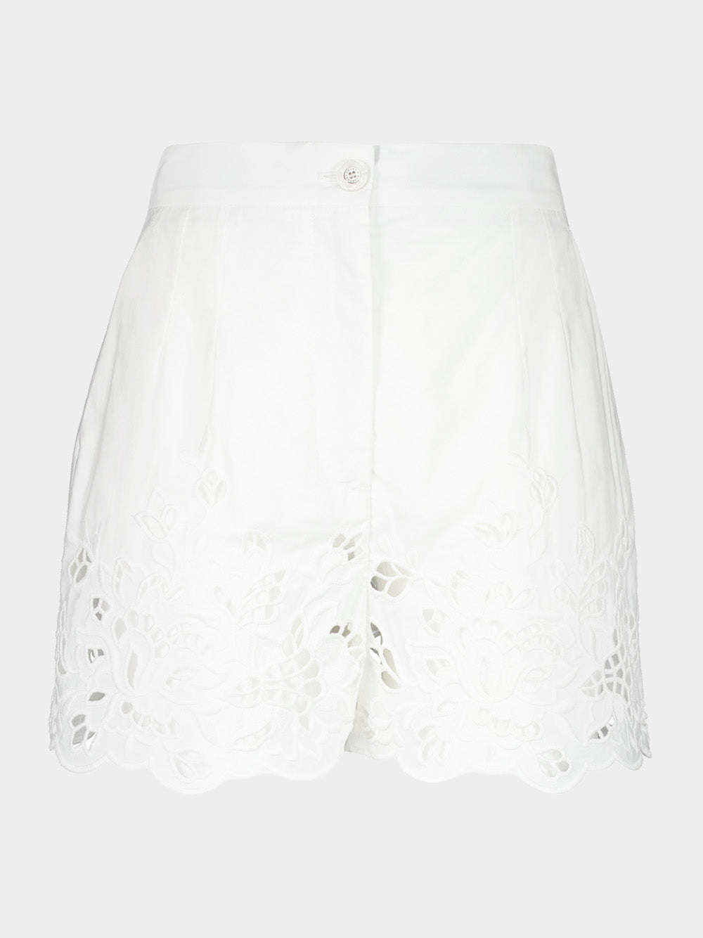 White Poplin Cut-Out Shorts
