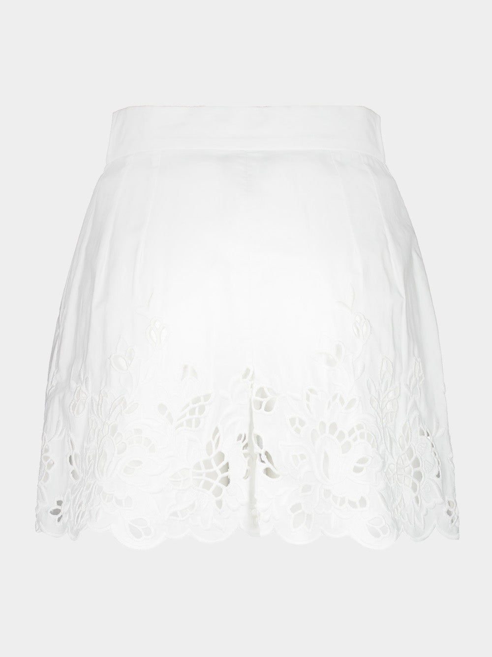 White Poplin Cut-Out Shorts