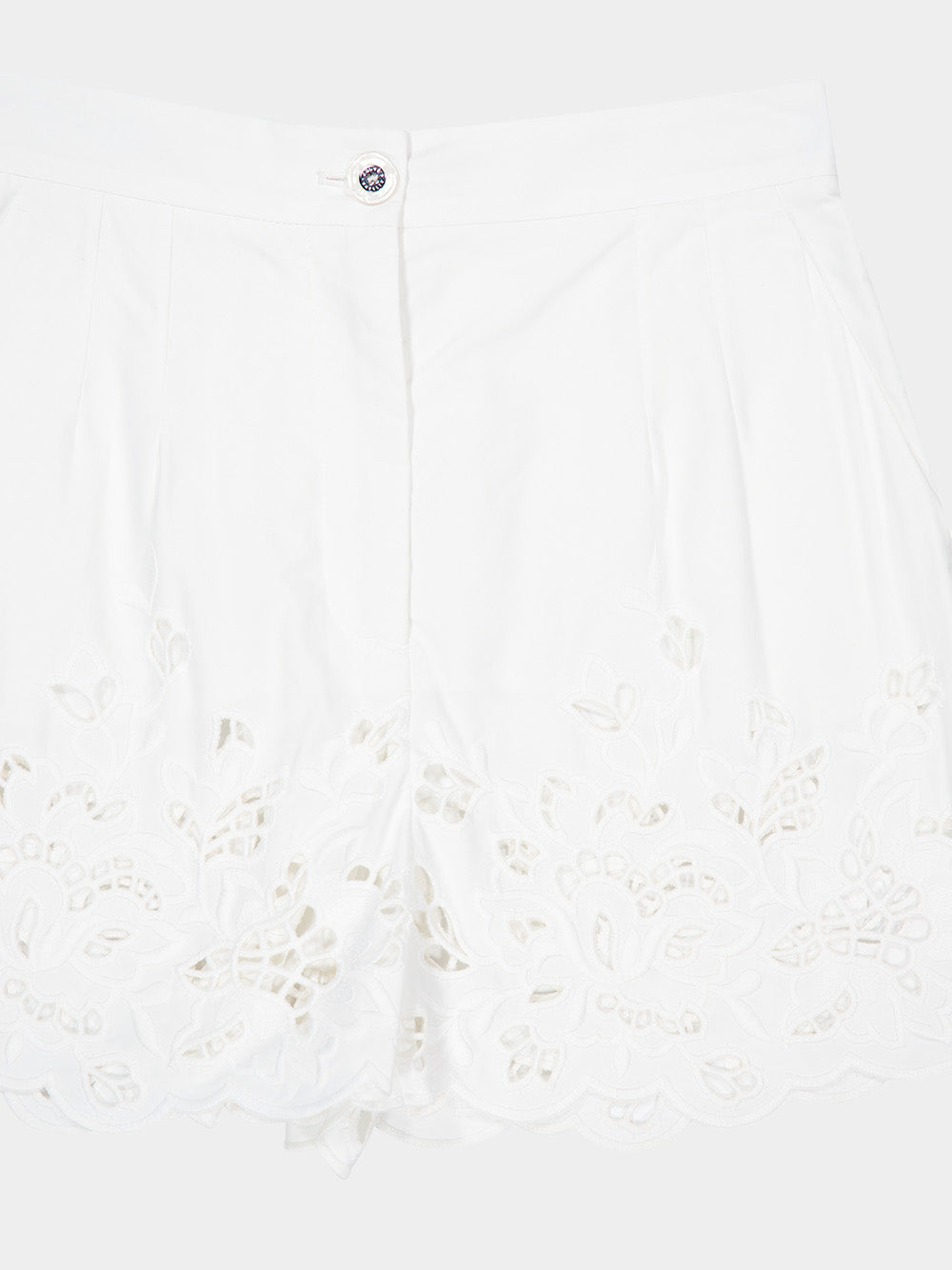 White Poplin Cut-Out Shorts