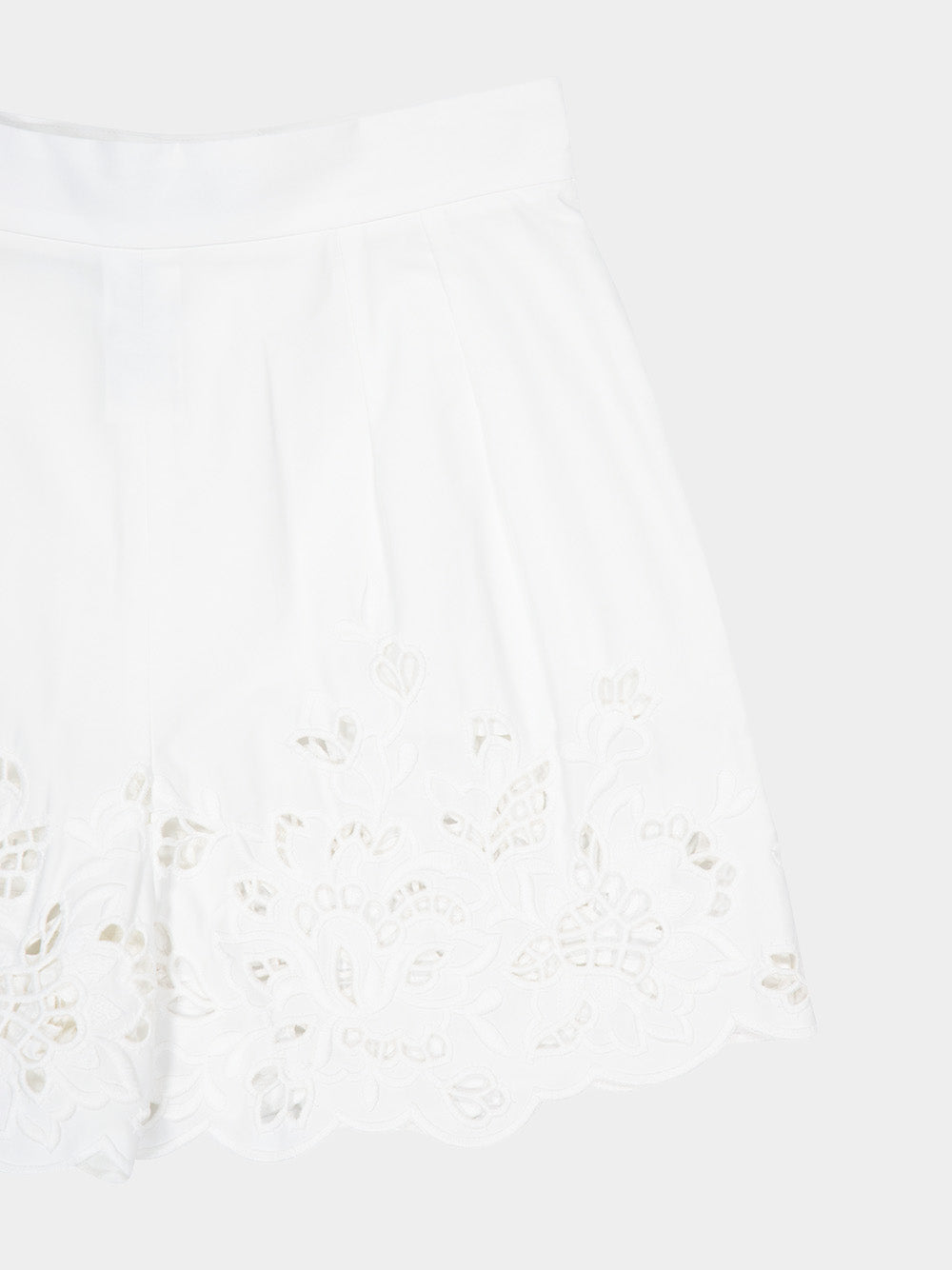 White Poplin Cut-Out Shorts