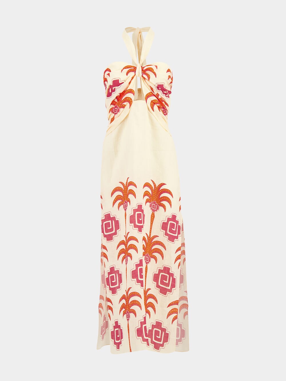 Water Adventure Linen Halter Dress