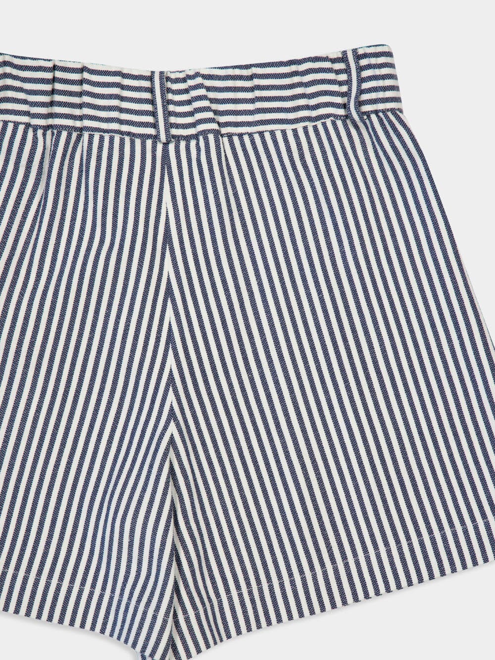 Virgo Navy Hand-Woven Striped Wide-Leg Shorts