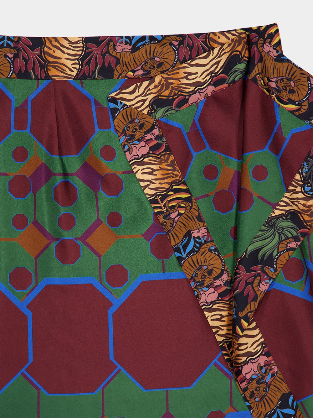 Wisteria Octa Print Wrap Skirt in Double Printed Silk Twill