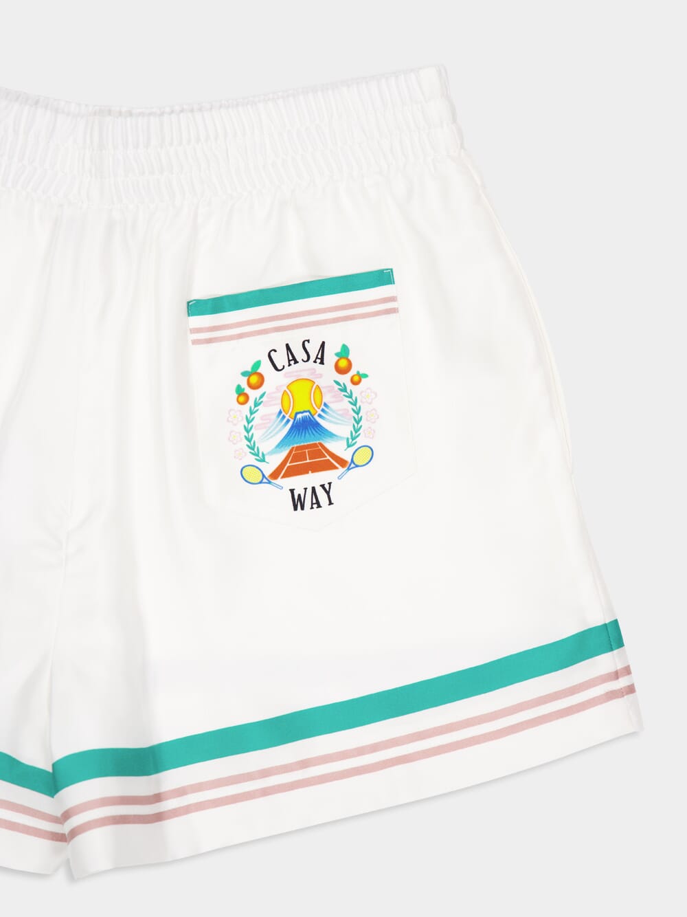 White Casa Way Silk Twill Shorts