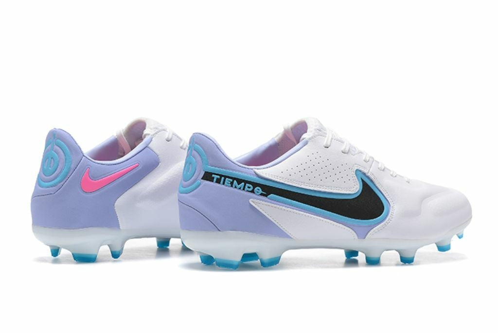 Chuteira de Campo Tiempo Legend 9 FG Elite - Branco Preta e Azul