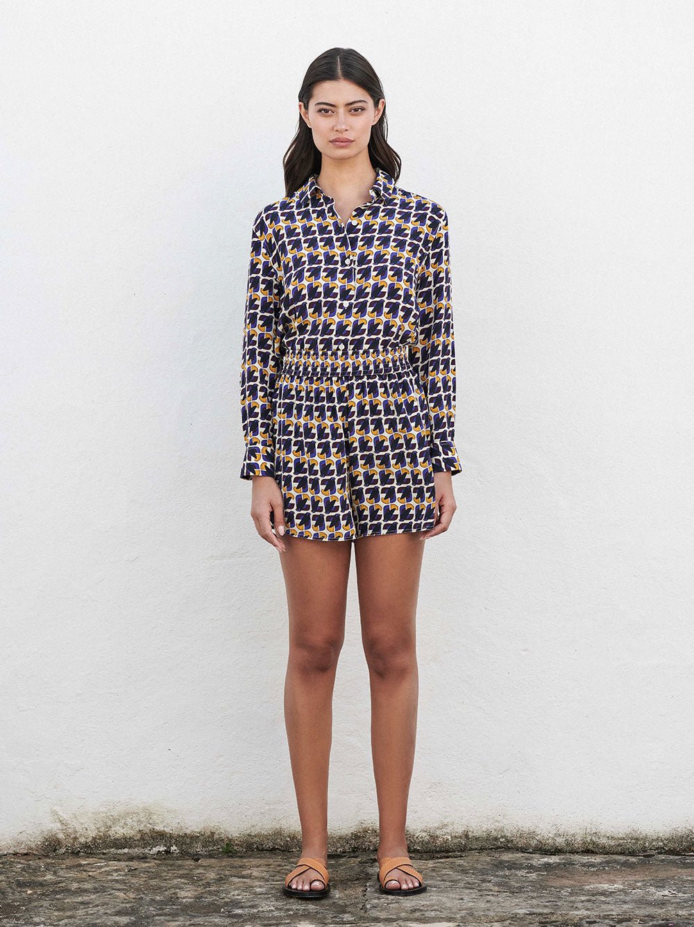 Bronzita Printed Silk Shorts
