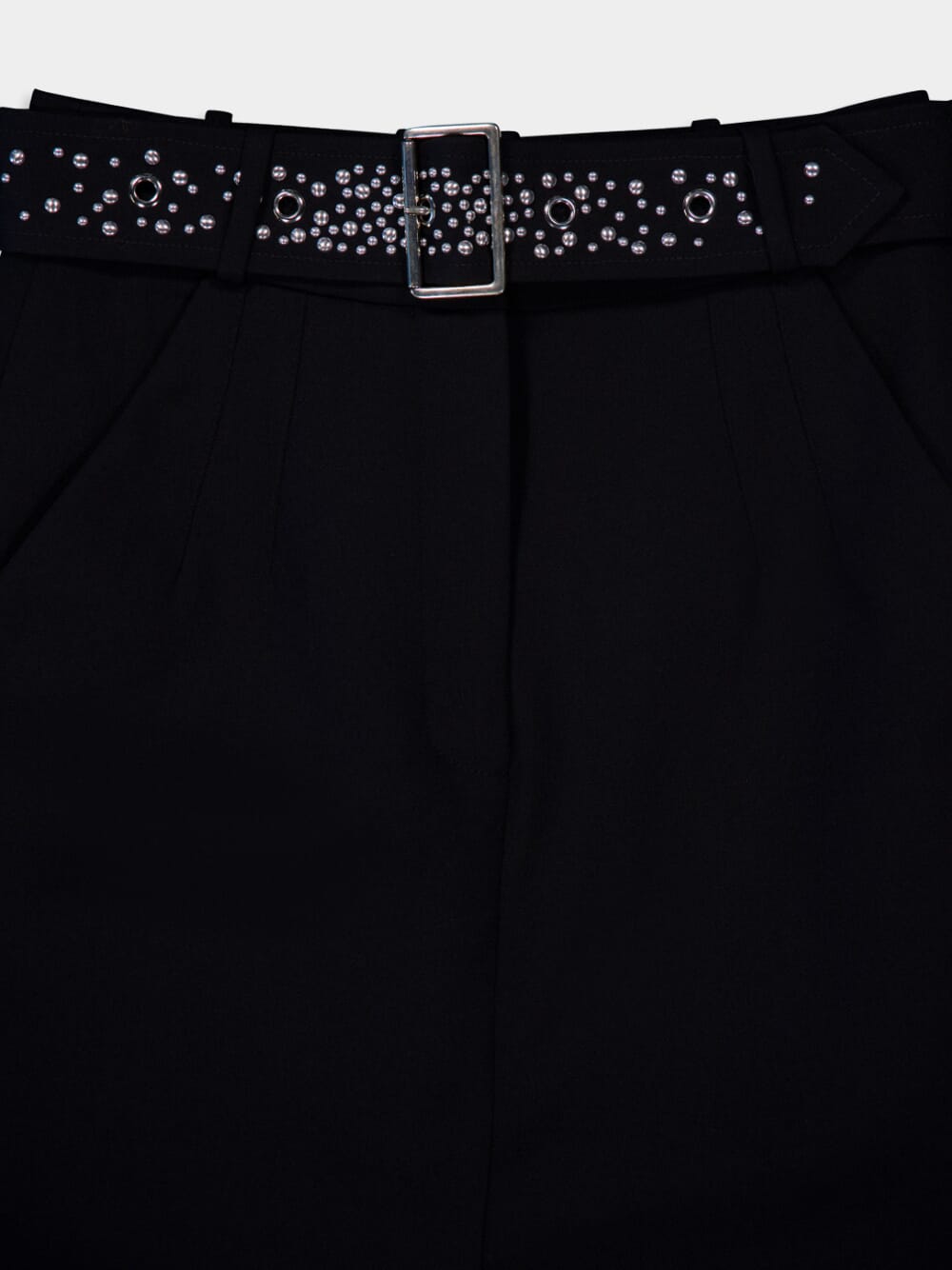 Studded-Belt Midi Skirt