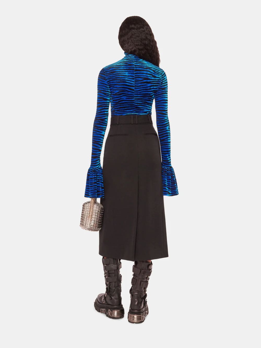 Studded-Belt Midi Skirt