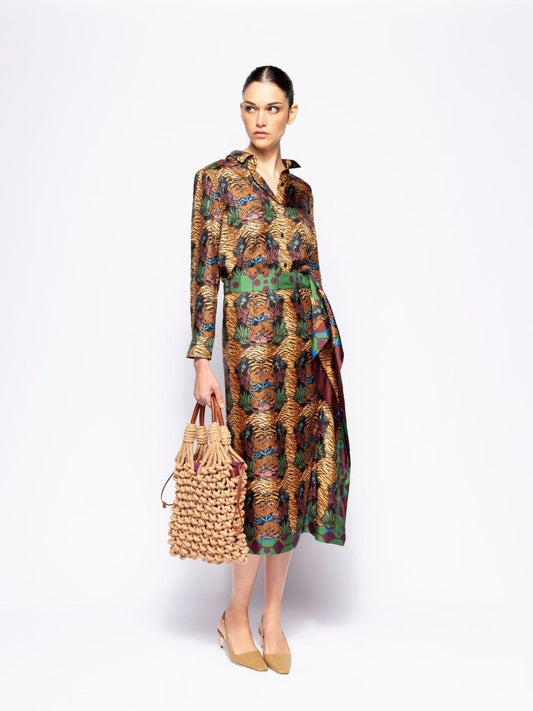 Wisteria Dreamframe Print Wrap Skirt in Double Printed Silk Twill