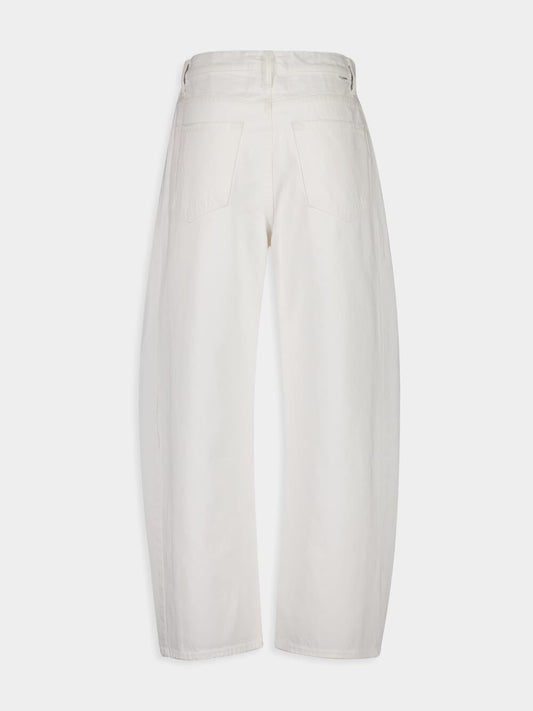 The Full-Pipe Ankle White Barrel Jeans