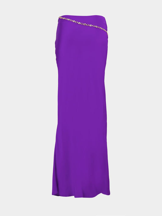 Violet Maxi Skirt with Gold Chain Belt