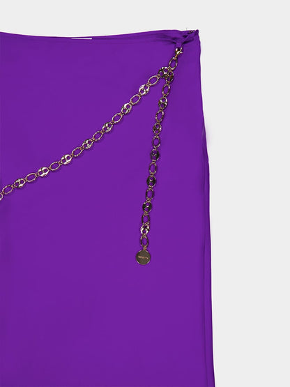 Violet Maxi Skirt with Gold Chain Belt