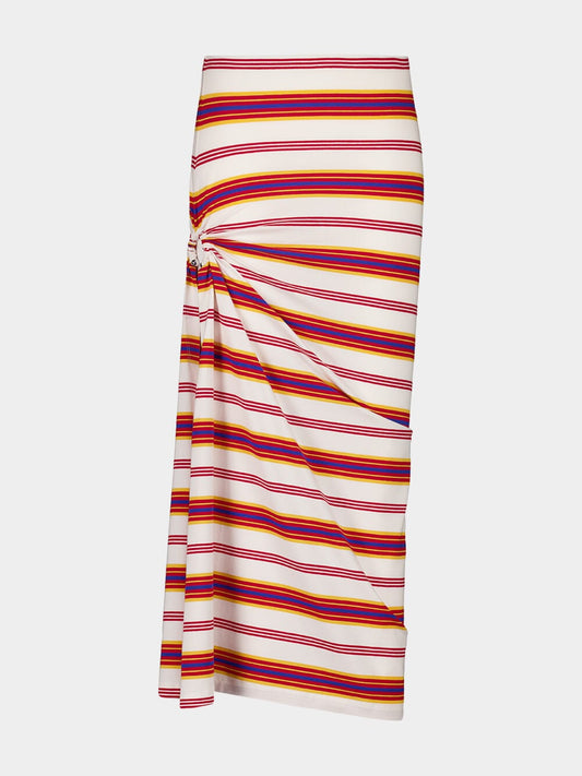 Striped Cream and Orange Cotton Maxi Skirt