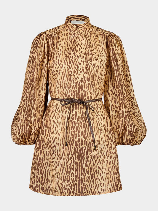 Tan Leopard Cascadian Tunic Mini Dress