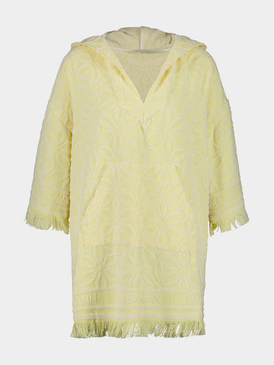 Yellow Cream Coco Hooded Towel Mini Dress