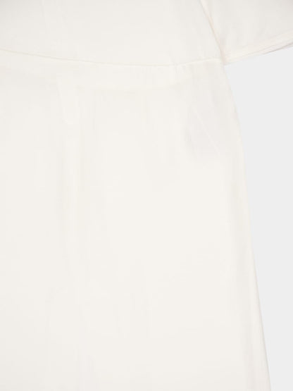 White Asymetric Draped Midi Dress