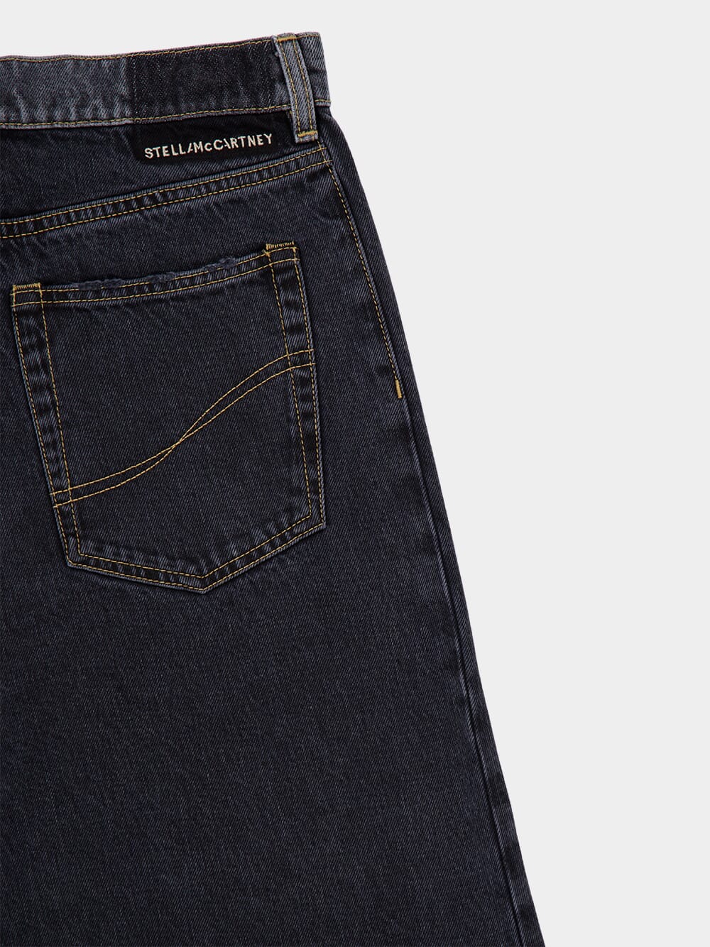 Two-Tone Black Wide-Leg Denim Jeans
