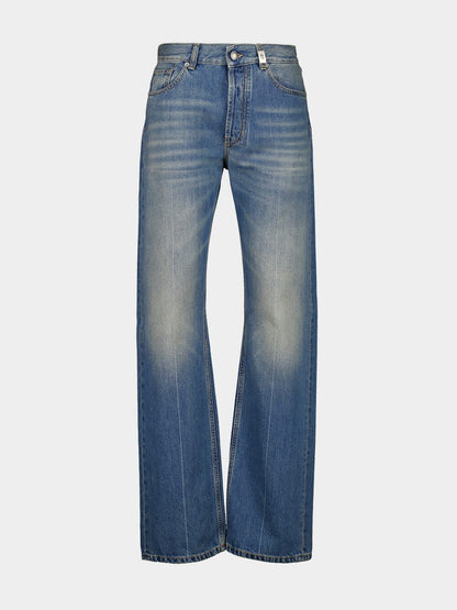 Washed Blue Straight-Leg Jeans