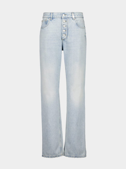 Washed Blue Stonewashed Slim Fit Jeans