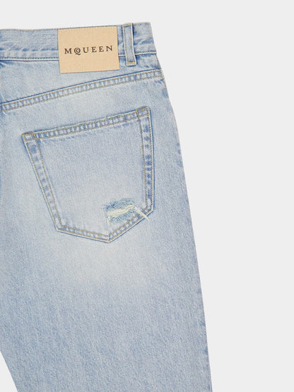 Washed Blue Stonewashed Slim Fit Jeans