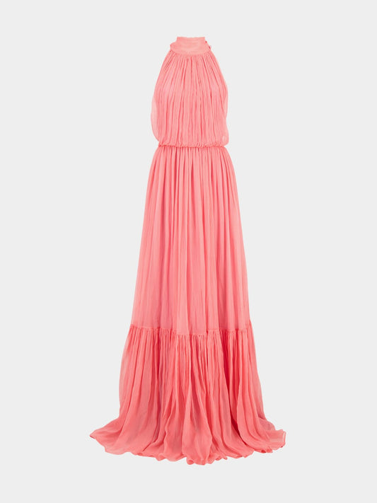 Tulip Pink Halter Neck Maxi Dress