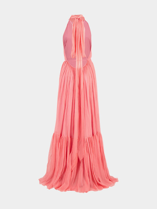 Tulip Pink Halter Neck Maxi Dress