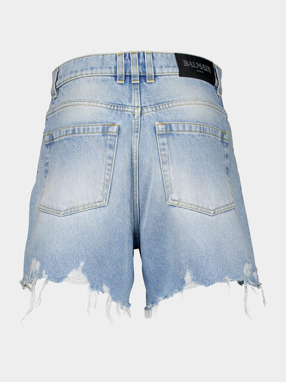 Light Blue Denim High-Waisted Shorts