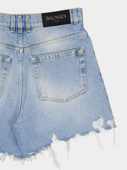 Light Blue Denim High-Waisted Shorts