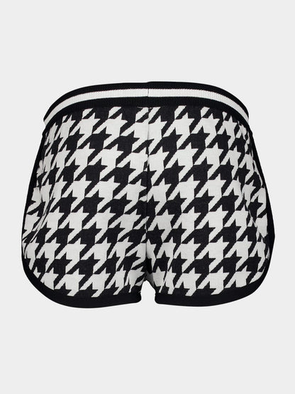 Houndstooth Jacquard Knit Shorts