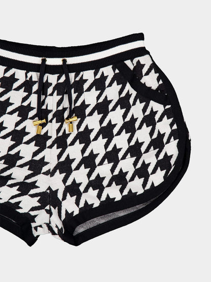 Houndstooth Jacquard Knit Shorts