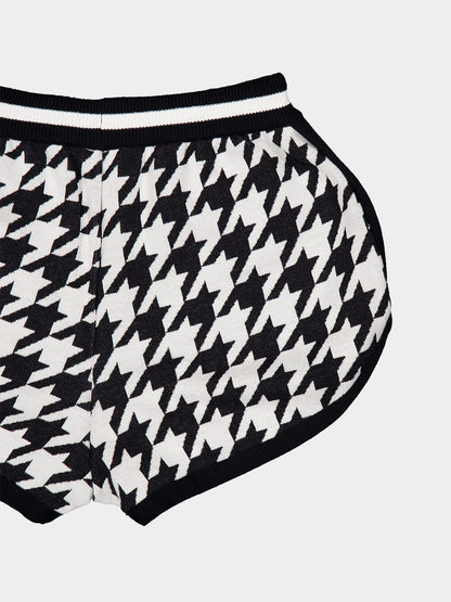 Houndstooth Jacquard Knit Shorts
