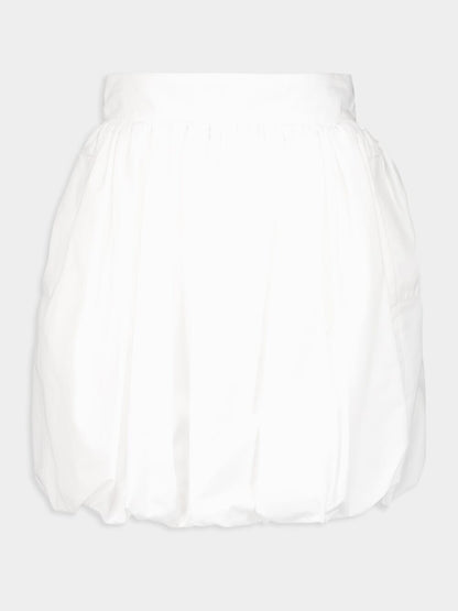 White Short Cotton Balloon Skirt